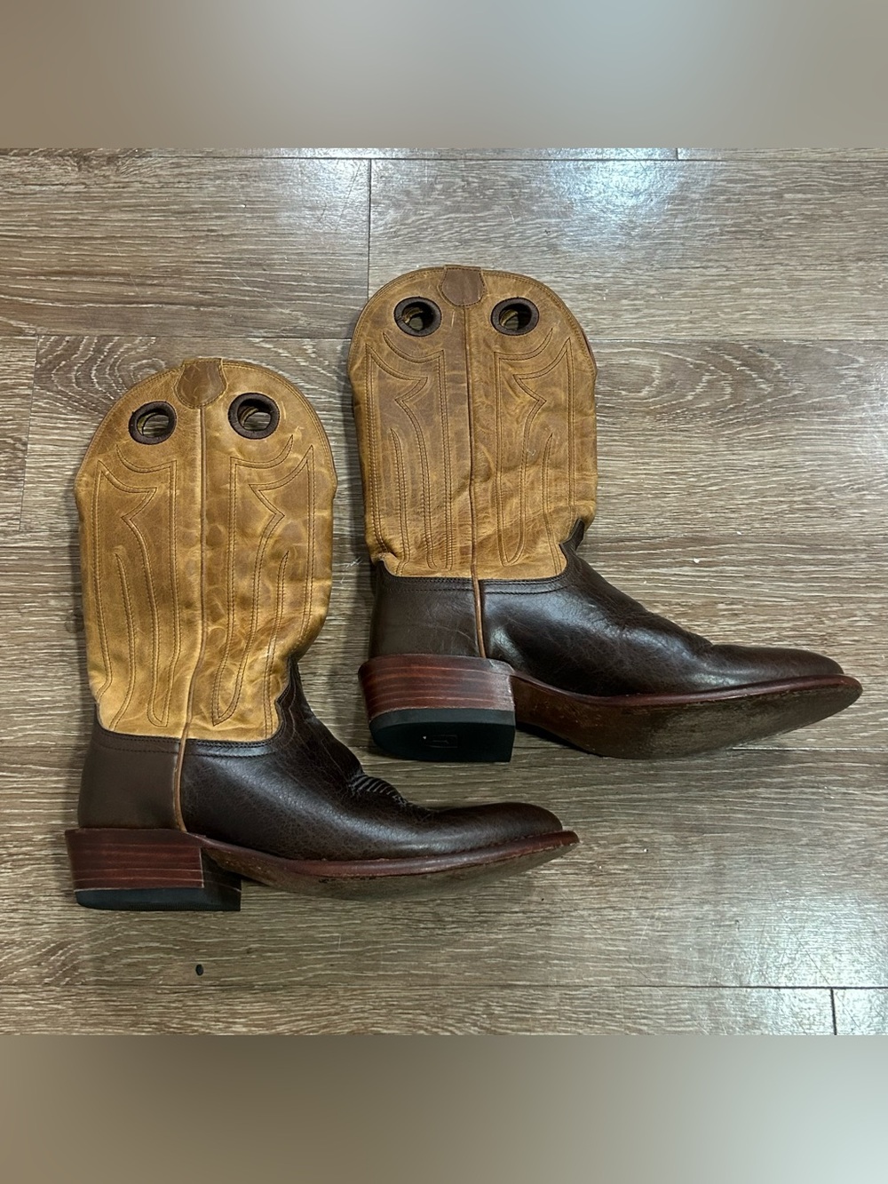 Tecovas The Prescott Ranch Hand Bison Leather Cowboy Boots Mens 10D Brown